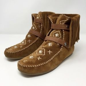 Sam Edelman Fringe Moccasin Booties Size 7.5